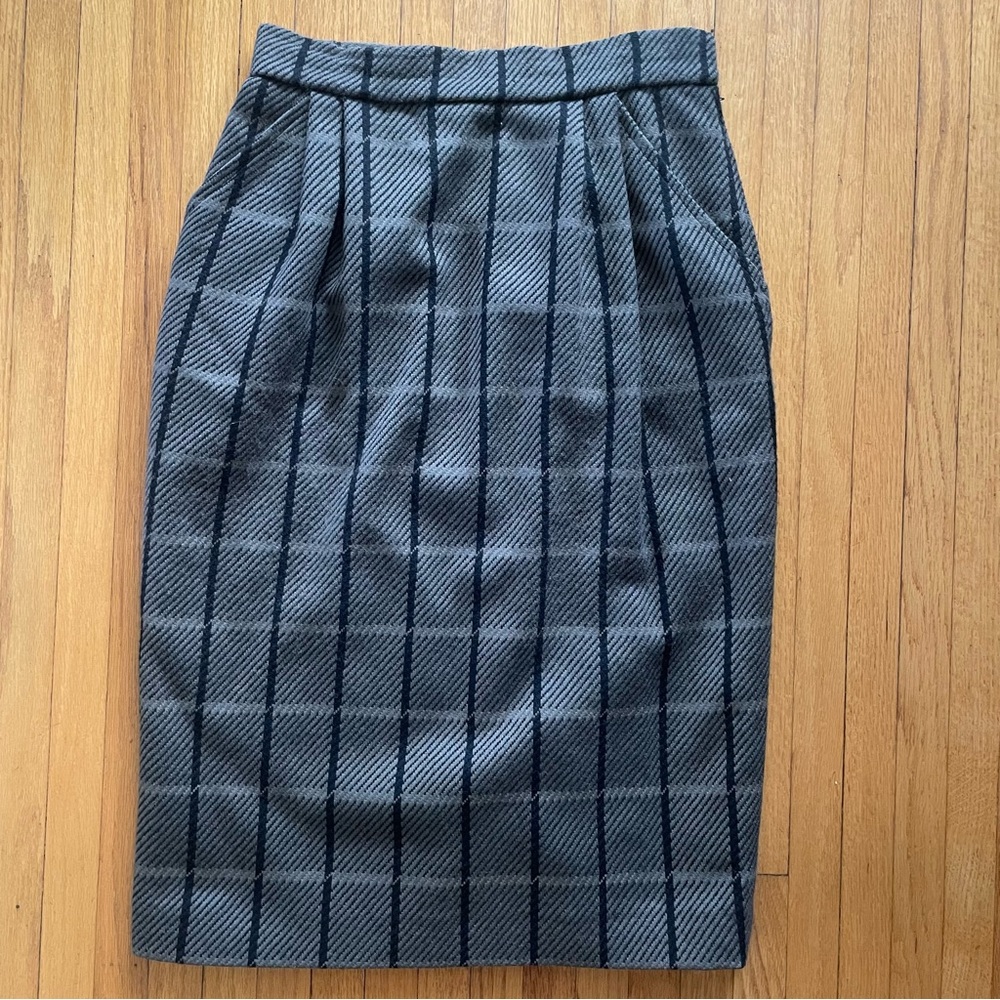 Mila Schon Vintage Made in Italy Plaid Wool Skirt